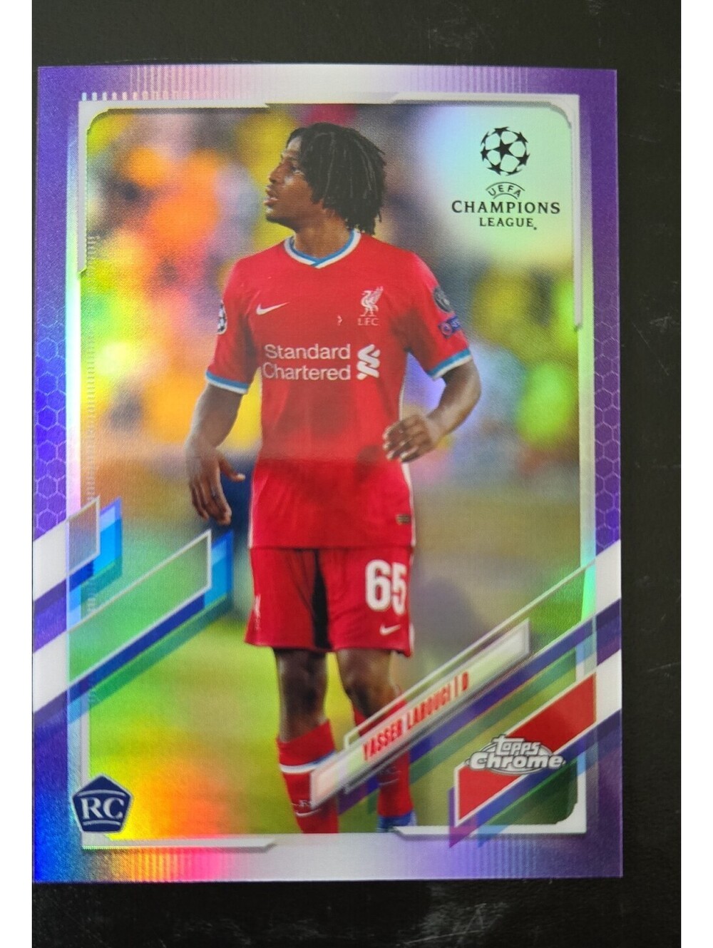 2020-21 Topps Chrome Uefa Champions League - Yasser Larouci #91 Purple Refractor